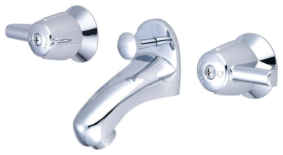 Central Brass Two Handle Slant Back Bathroom Faucet with Drain Assembly