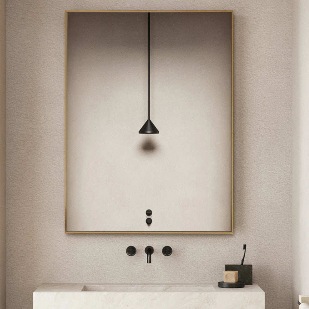 Vanta Metal Framed Wall Mirror with Dual Mounting Brackets, Gold, 31.5 in. X 23.6 in.