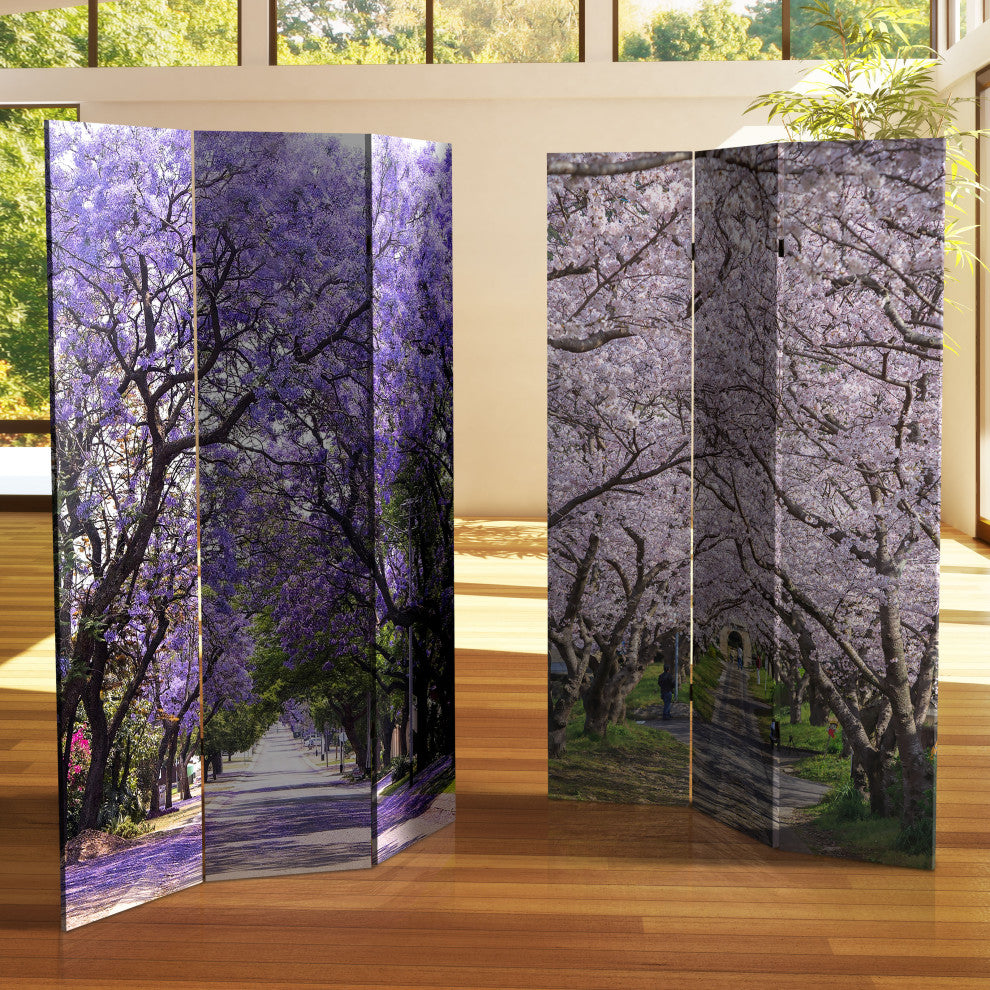 6' Tall Double Sided Lavender Road Canvas Room Divider