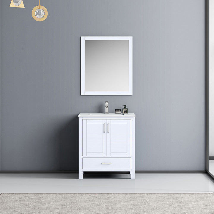 Jacques 30" White Single Sink Vanity Set with White Carrara Marble Top