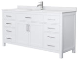 Beckett 66" White Single Vanity, White Cultured Marble Top