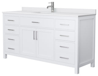Beckett 66" White Single Vanity, White Cultured Marble Top