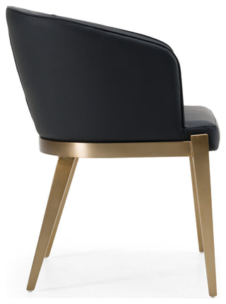 Modrest Kravitz Modern Dark Grey Vegan Leather, Antique Brass Dining Chair