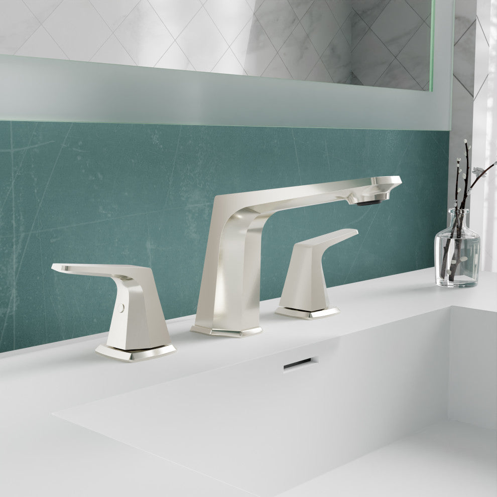 2-Handle 3-Hole Widespread Bathroom Faucet, Brushed Nickel