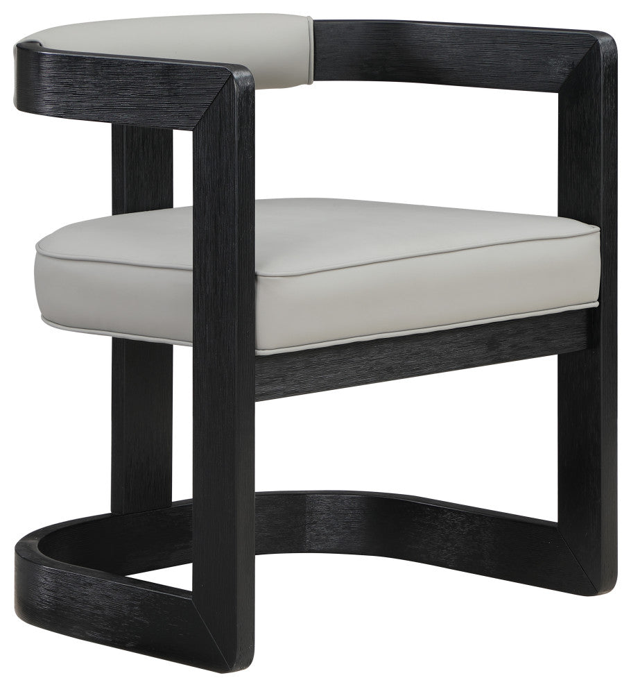 Manchester Faux Leather Upholstered Dining Chair, Grey, Black Finish