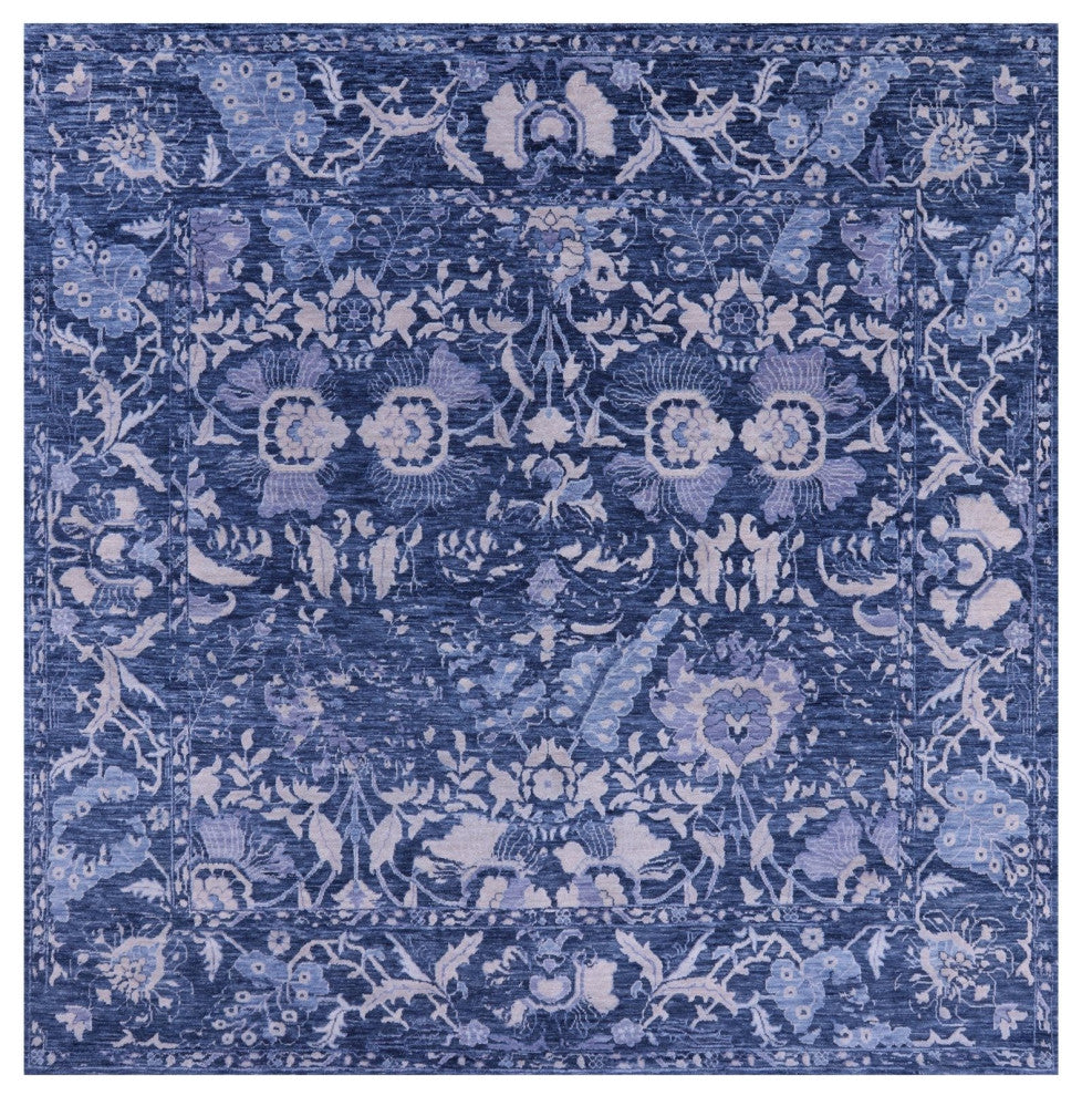 7' Square Hand Knotted Modern Wool Rug Q11893