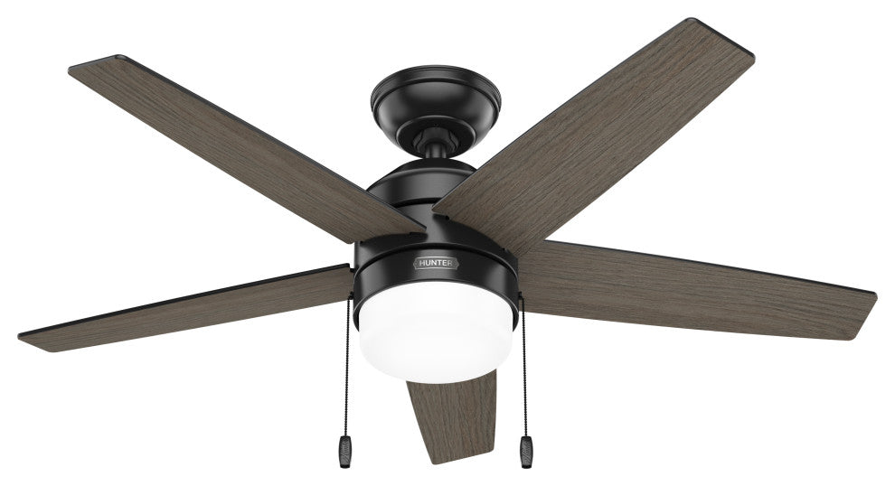 Hunter 44" Bardot Matte Black Ceiling Fan, LED Kit, Pull Chain