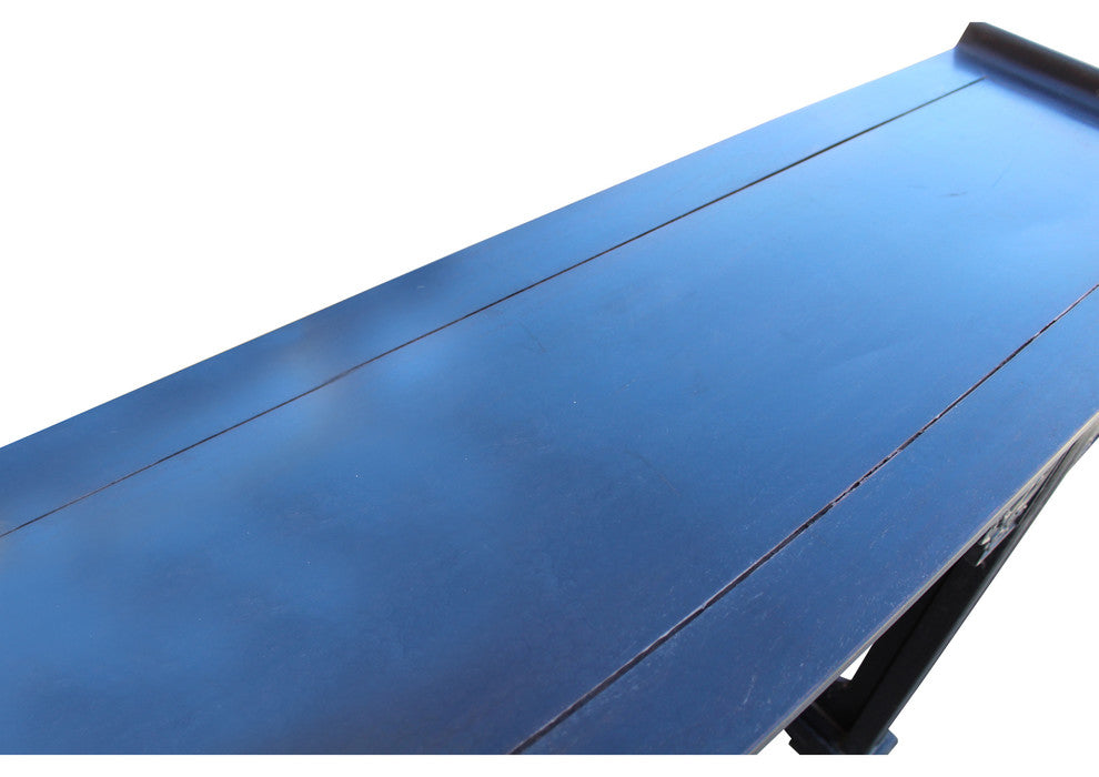 Chinese Brown Huali Rosewood Point Edge Relief Carving Altar Table Hcs4630