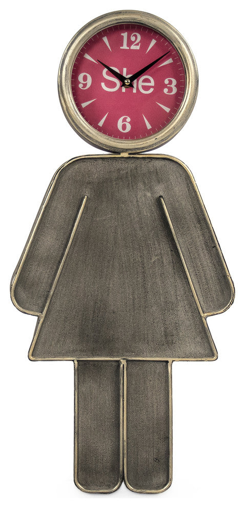 Rustic Metal Girl Wall Clock