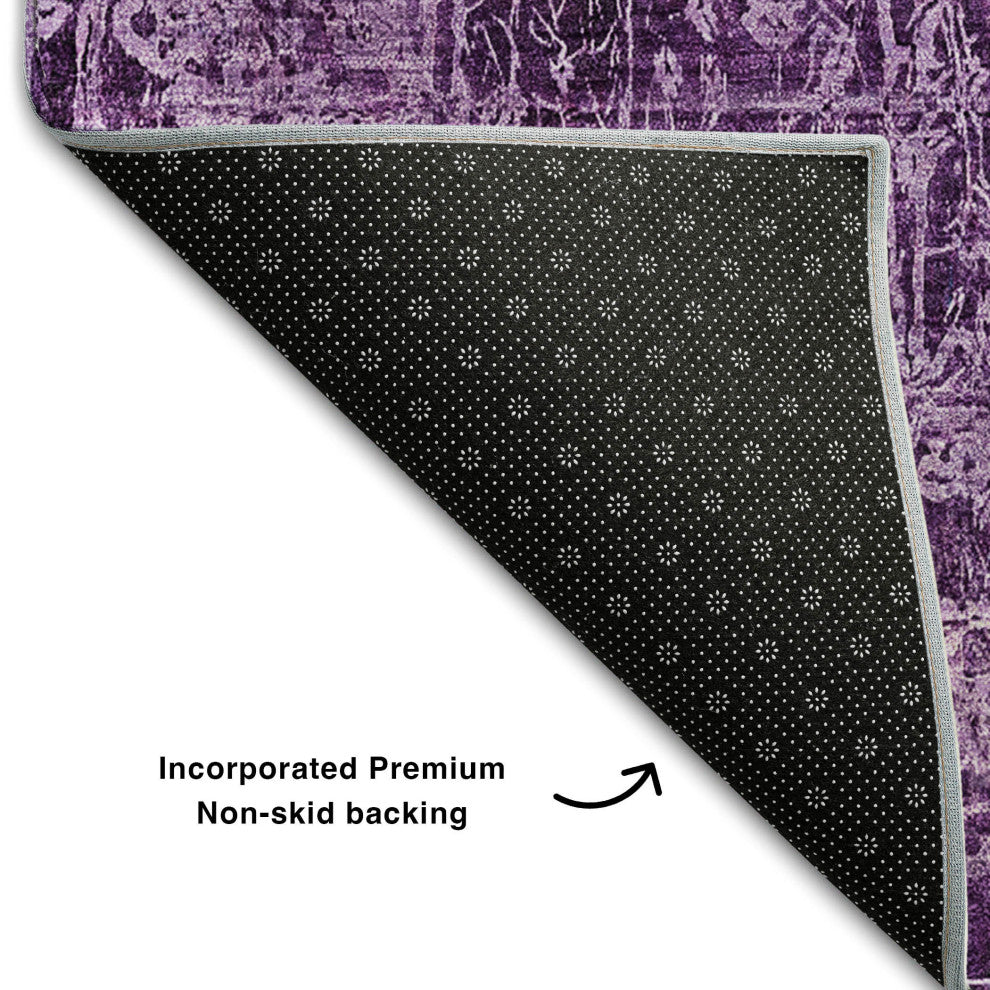 Premium Machine Washable Mayfield AMF559 Purple 8' x 10' Rug