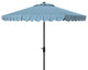 Safavieh Outdoor Elegant Valance 9ft Auto Tilt Umbrella Baby Blue / White