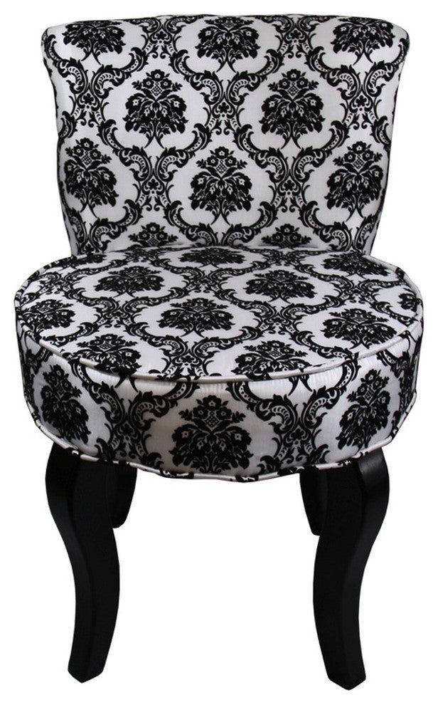 Modern Black and White Damask Accent Chair