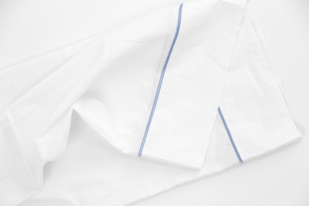 Light Blue Embroidered Solid Sheet Set, Twin