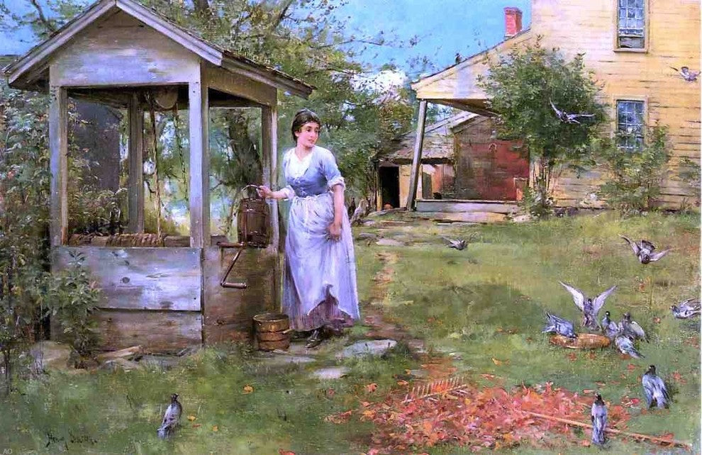 Henry Bacon At the Well, 18"x27" Wall Decal