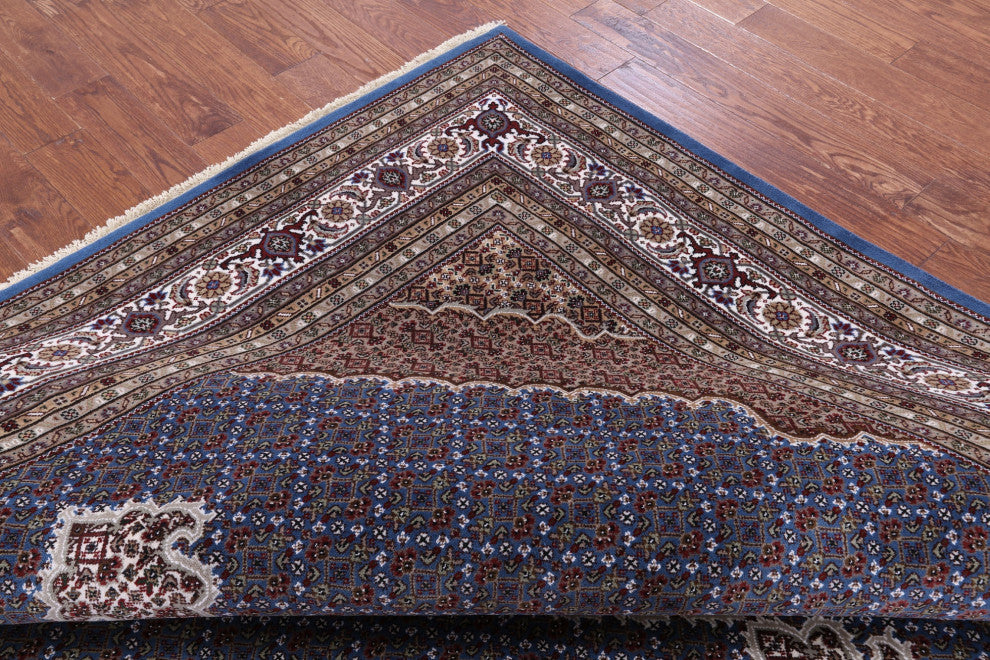 9' Square Persian Tabriz Wool & Silk Hand Knotted Rug - Q13012
