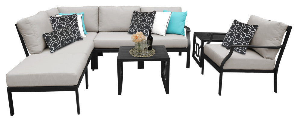 kathy ireland Madison Ave. 8 Piece Aluminum Patio Furniture Set 08m, Almond
