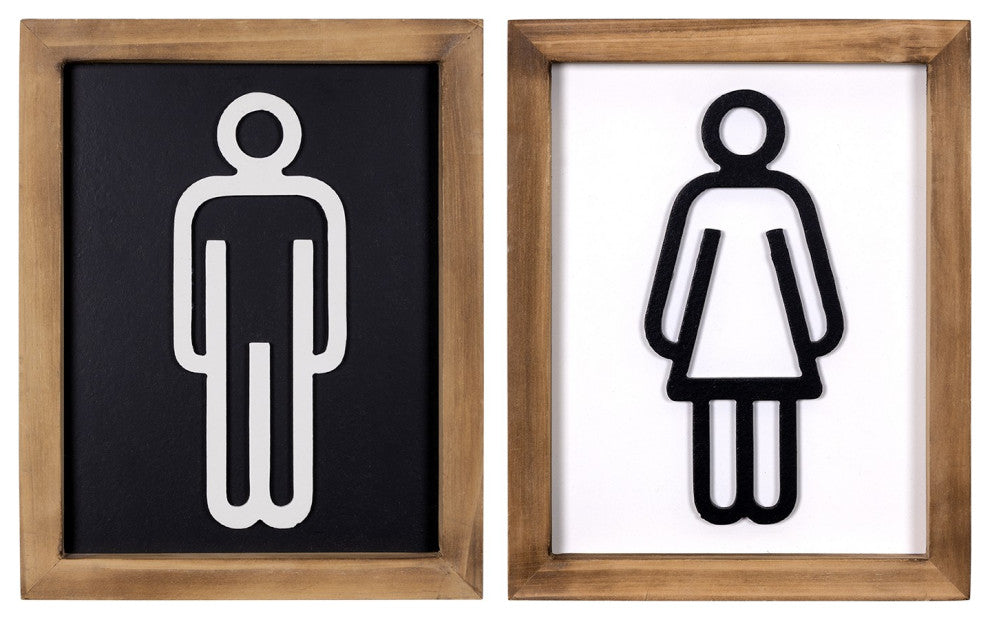 Set of Two His and Hers Bathroom Wall Art