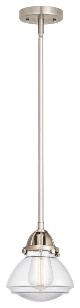 Olean Mini Pendant, Brushed Satin Nickel, Clear, Clear