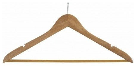 Wooden Anti-Theft Security Suit Hanger, Natural/Chrome Finish, Box of 100