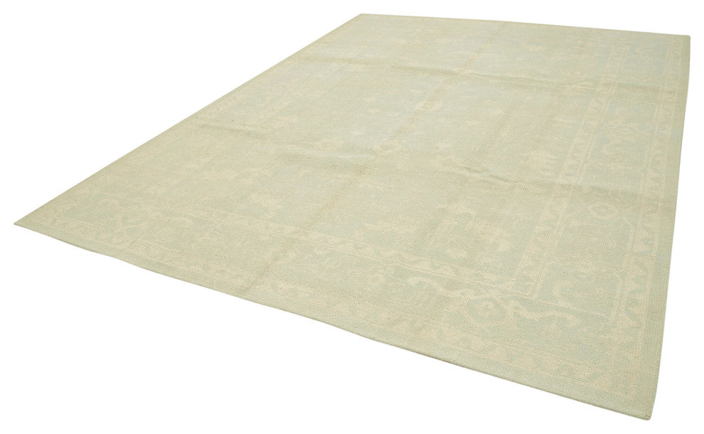 Rug N Carpet - Handmade Oriental 8' 11" x 11' 11" Pastel Beige Oushak Rug