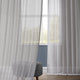 Solid FauxLinen Sheer Curtain, Single Panel, Steel Mountain, 50"x96"