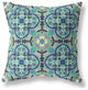16" Aqua Indigo Cloverleaf Boho Suede Throw Pillow