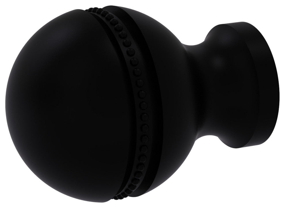 1" Beaded Cabinet Knob, Matte Black