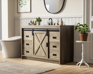 Home Living 48" Single Bathroom Vanity, Natural Oak