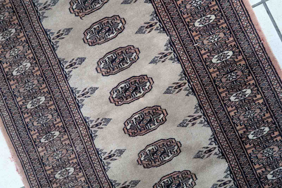 Handmade Vintage Uzbek Bukhara Runner 2.6'x12.2', 80cmx373cm 1960s
