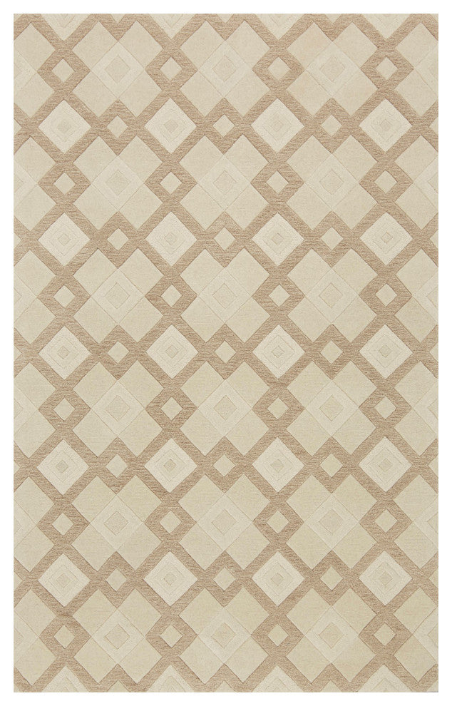 HomeRoots 8'x11' Ivory Hand Tufted Geometric Diamond Pattern Indoor Area Rug