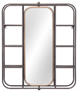 Frame Wall Mirror, Rectangular, Glass, Steel Metal, Gray, Bedroom Living