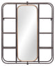 Frame Wall Mirror, Rectangular, Glass, Steel Metal, Gray, Bedroom Living