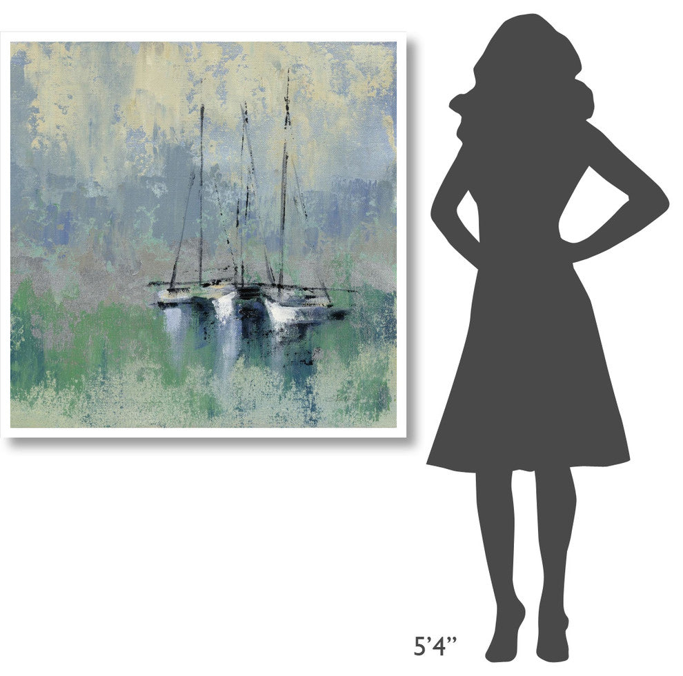 "Boats in the Harbor II" Digital Paper Print by Silvia Vassileva, 42"x42"