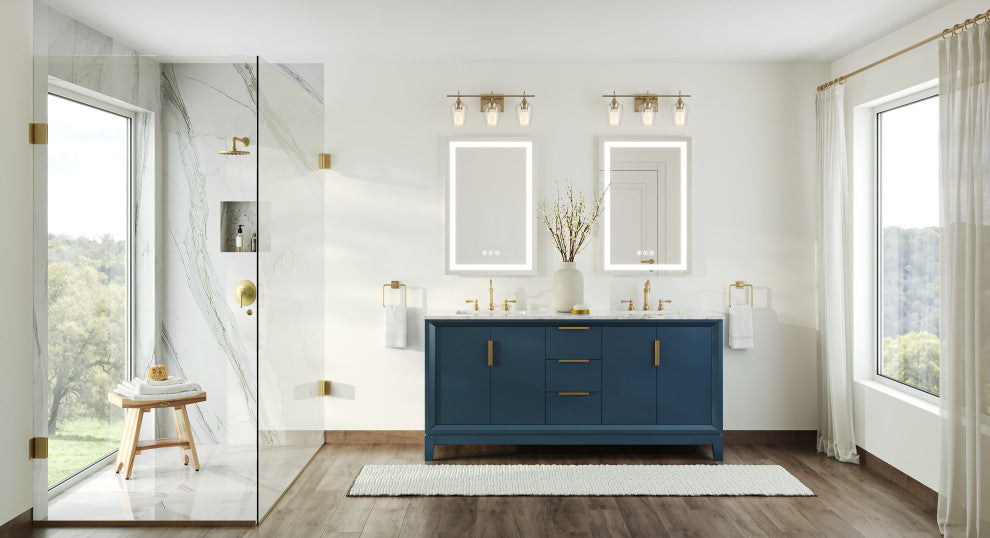 The Ezra Bathroom Vanity, Monarch Blue, 72", Double Sink, Freestanding