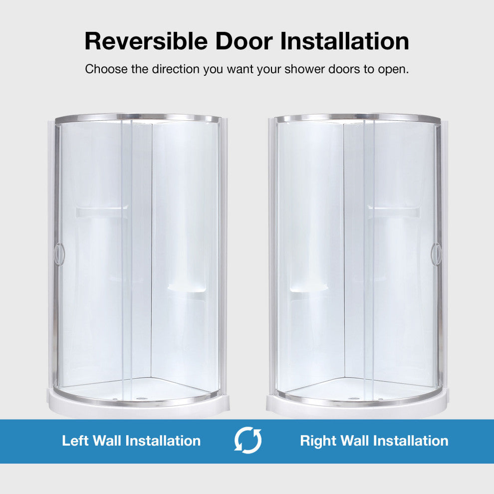 OVE Decors Breeze 34 in. Shower Kit w/ Walls,Base,Clear and Chrome Finish