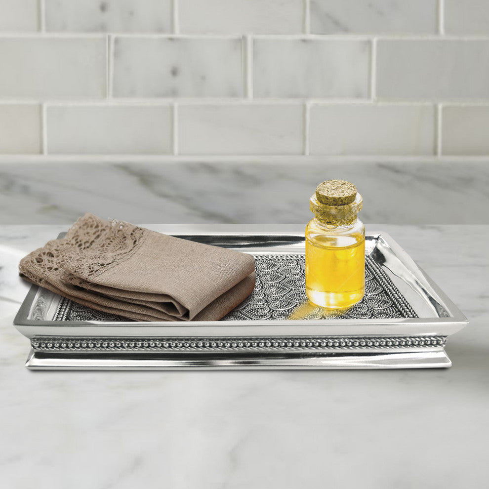 nu steel Beaded Heart Amenity Tray