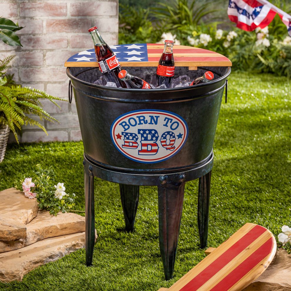 25.75" Metal Americana Drink Cooler or Planter