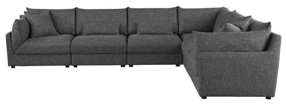 Sasha 6-Piece Upholstered Modular Sectional Barely Black