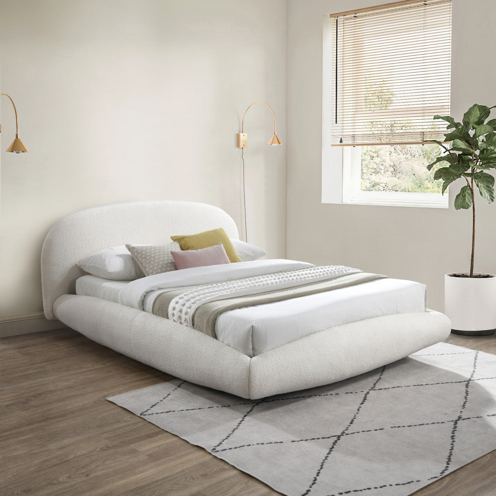 Genesis Upholstered Bed, Cream, Teddy Fabric, King