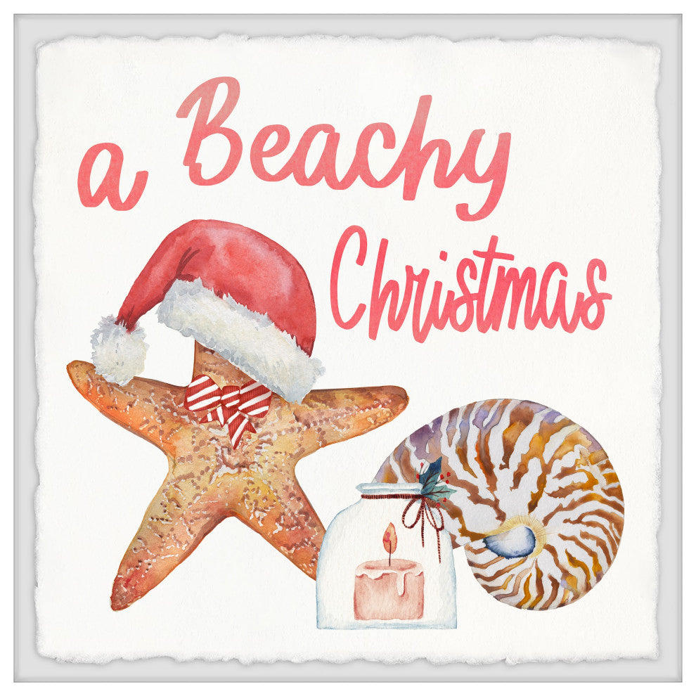 "A Beachy Christmas" Framed Painting Print, 32x32