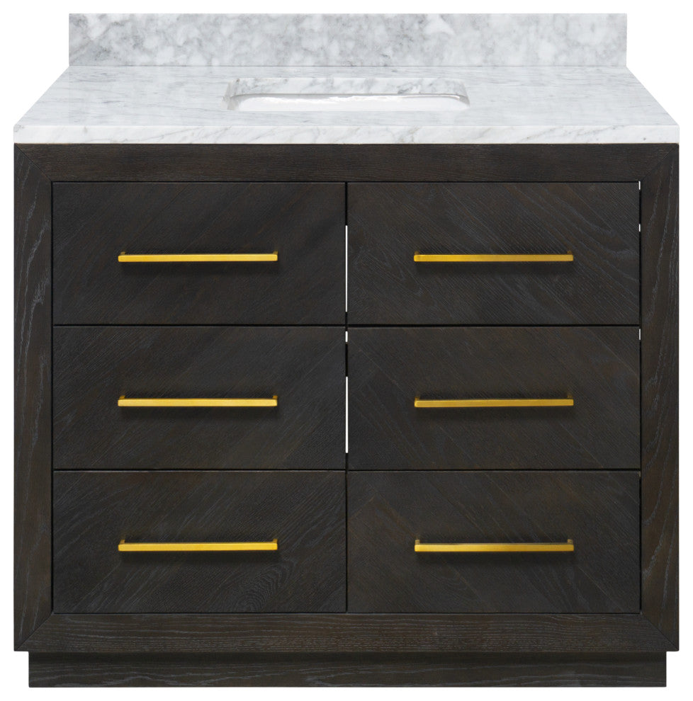 Avery Bathroom Vanity, Dark Oak, 42", Top: Carrara Marble, Single