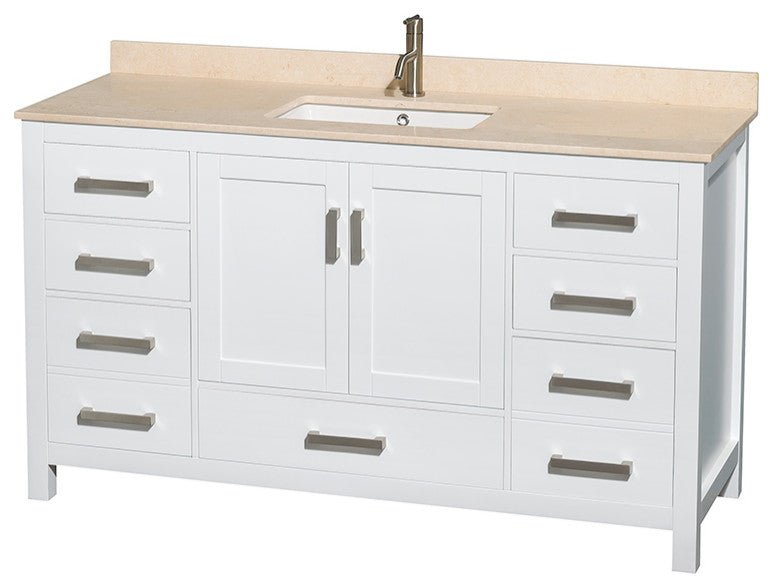 Wyndham WCS141460SWHIVUNSMXX 60 Inch Wood Vanity with Square Sink