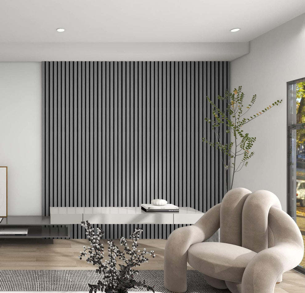 Acoustic Wood Wall Panels | Soundproof Paneling For Wall Decor, Grey, Pack of 6, Acoustica