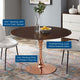 Dining Table, Round, Wood, Rose Gold Dark Brown Brown Walnut, Modern, Bistro