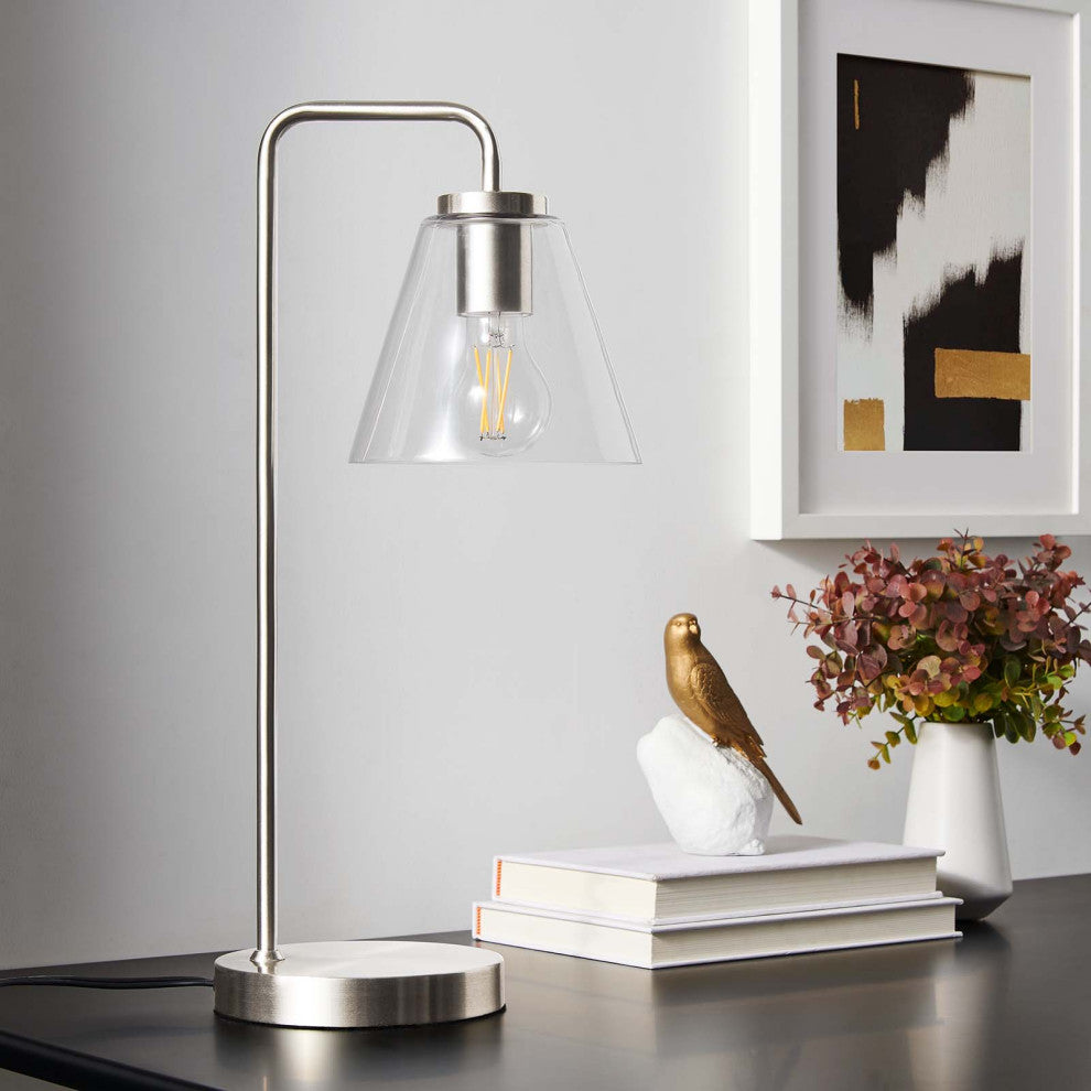 Element Glass Table Lamp, Satin Nickel