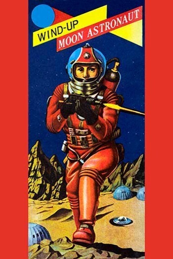 Wind-Up Moon Astronaut- Gallery Wrapped Canvas Art 28" x 42"