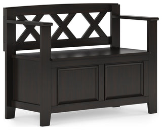 Amherst Solid Wood Small Entryway Storage Bench, Hickory Brown