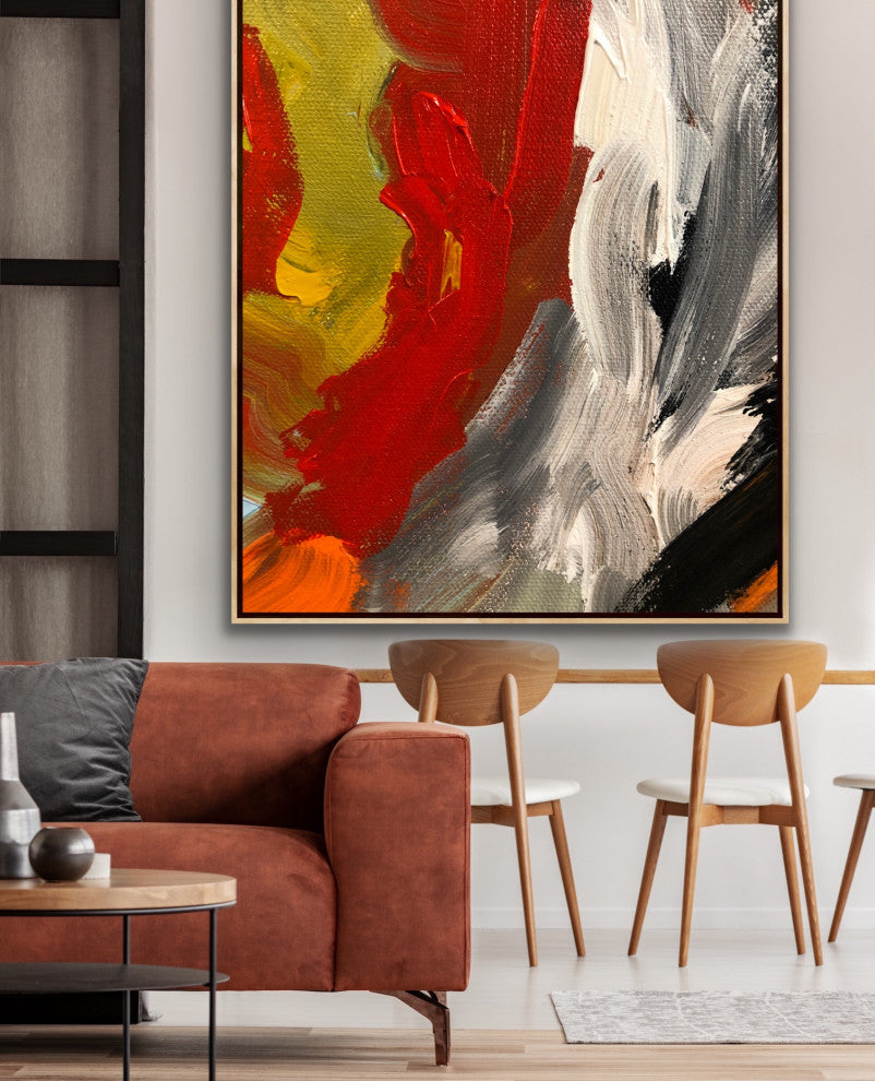 72x48" art 6x4ft Original Red white abstract art Large Modern Painting