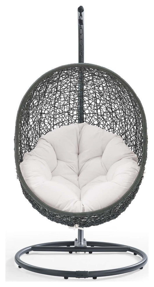 Hide Outdoor Patio Sunbrella Swing Chair With Stand - Gray White