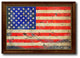America Vintage Flag Print With Brown Gold Frame, 15"X21"